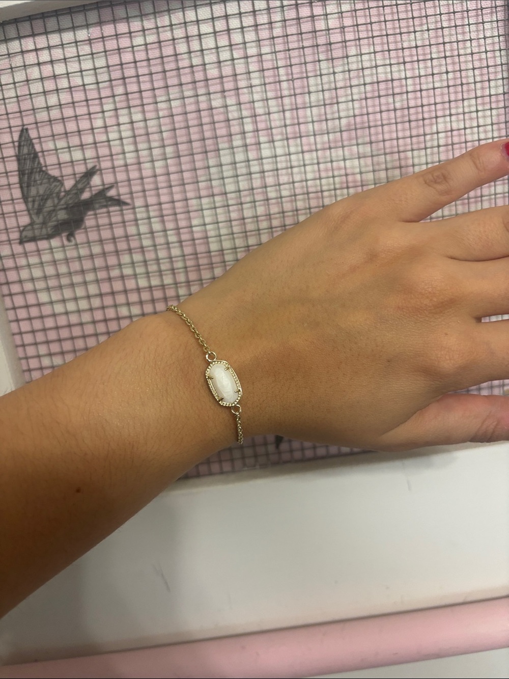 Delicate Gold Chain Bracelet with White Stone - Picture 1 of 2